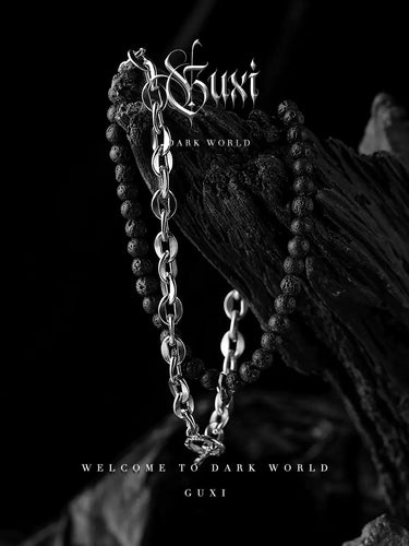 GUI [Dust] Retro Titanium Steel Necklace Men's Design Sense Niche VolcBrand: GUIChain material: titanium steelStyle: Original designCondition: NewStore name: Buddha & energy Feng Shui jewelry storeThe main type of our shop: crystalBuddha&EnergyBuddha&EnergyDesign Sense Niche Volcanic Rock Beaded Sweater Chain High Sense