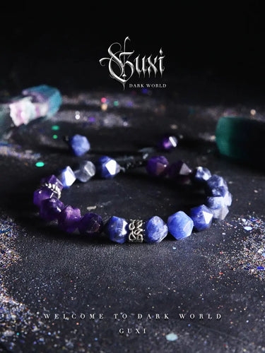 GUI [Paradox] Dark Style Amethyst Bracelet Boys Niche Retro Bead Bracelets Birthday Gift Personality Buddha&Energy