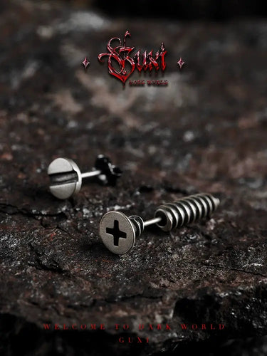 GUI [Cross Nail] Dark Retro 925 Silver Stud Earrings Boys Niche Ear-CaBrand: GUIStyle: Original designNovelty: Freshly bakedStore name: Buddha & energy Feng Shui jewelry storeThe main type of our shop: crystal & natural stone jBuddha&EnergyBuddha&EnergyGUI [Cross Nail] Dark Retro 925 Silver Stud Earrings Boys Niche Ear-Caring Earrings Personalized Cold Style