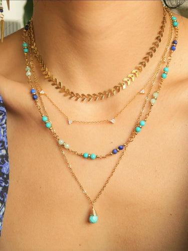 Black Wood Lapis Lazuli | Amazonite Custom Beaded Combination Titanium Steel Gold-Plated Necklace Buddha&Energy