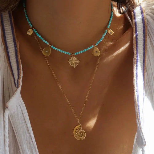 Black Wood Turquoise | Brass Retro Mystery Meets | Original Design Necklace Buddha&Energy