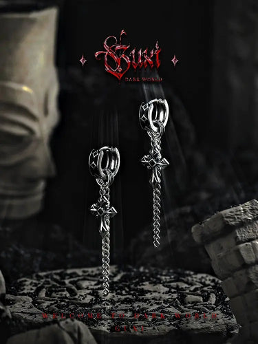 Guxi [Black Restricted Area] Dark Style Vintage Cross 925 Silver EarriBuddha&EnergyBuddha&EnergyGuxi [Black Restricted Area] Dark Style Vintage Cross 925 Silver Earrings Male Niche Earrings Female Senior Sense