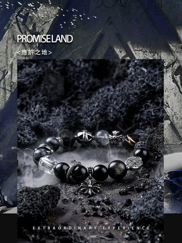 Fengshui Crystal Jewelry[Promised Land] Dark Style Vintage Obsidian BrFengshui Crystal Jewelry[Promised Land] Dark Style Vintage Obsidian Bracelet Boys Niche Cross Bracelet Beads Ornament
 Material: natural crystal/semi-precious stoneCBuddha&EnergyBuddha&EnergyFengshui Crystal Jewelry[Promised Land] Dark Style Vintage Obsidian Bracelet