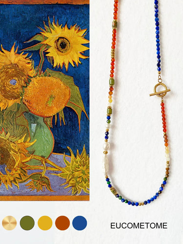 【Original】Van Gogh《Sunflower》｜Lapis Lazuli Baroque Necklace · 53cmLeft and Right（without Buckle） https://www.xiaohongshu.com/goods-detail/656ad31c8213290001c03190